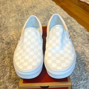 White Vans Slip Ons